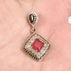 Sultan Ottoman Ruby Topaz Sterling Silver Pendant